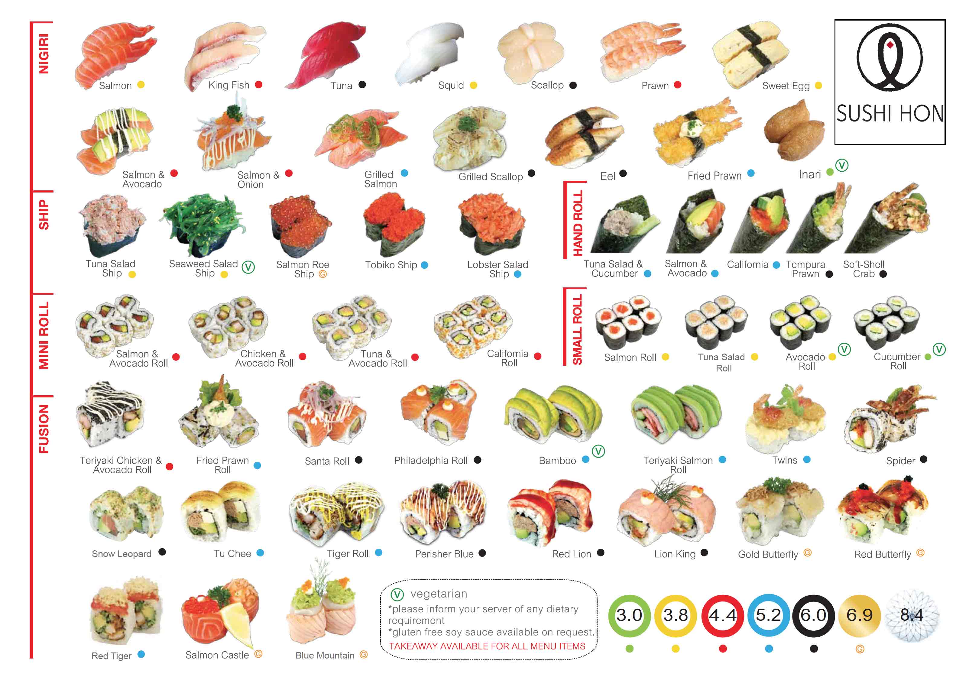 меню суши бара
